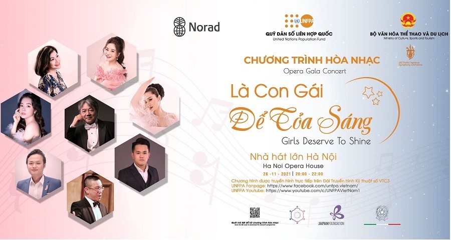 Quỹ Dân số Liên hợp quốc phối hợp với Việt Nam tổ chức hòa nhạc Opera Gala với tiêu đề: “Là Con gái để Tỏa sáng”. (Nguồn ảnh: nhandan.vn)